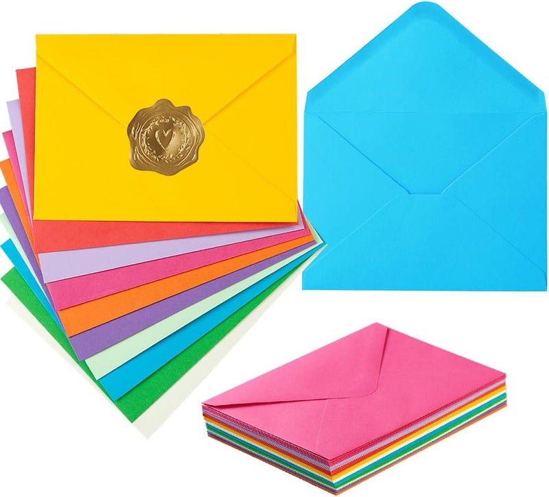Toperd 50 Pack A6 Envelopes for 4 x 6 Greeting Cards, Birthday Party, Photos, Baby Shower and Wedding Invitation Cards, 6 1/2 x 4 3/4 Inches (Multicolor) - Image 1